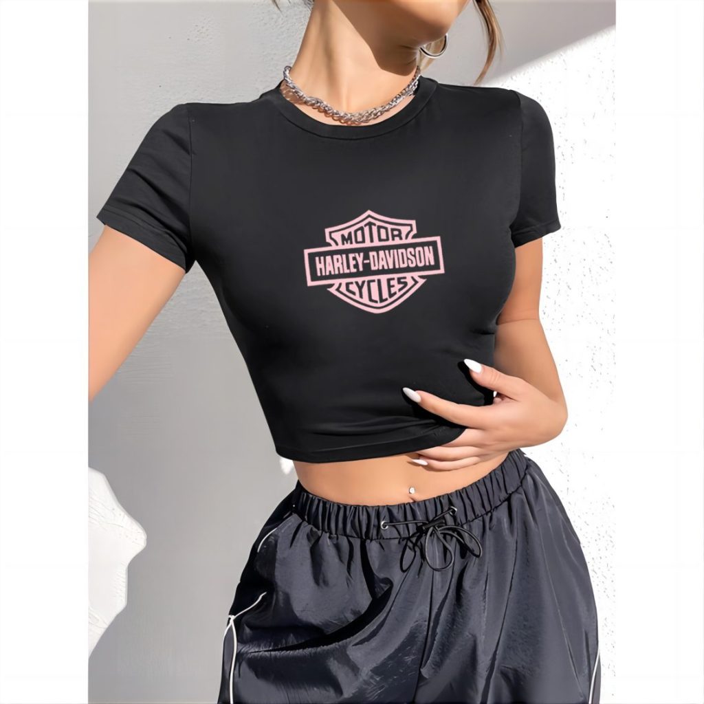 Pink Music Print Collared Top