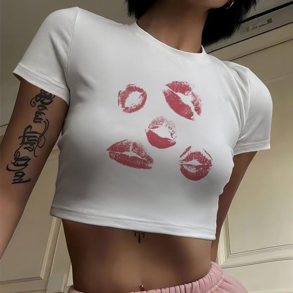 Heart Print 3-4 Sleeve Tee