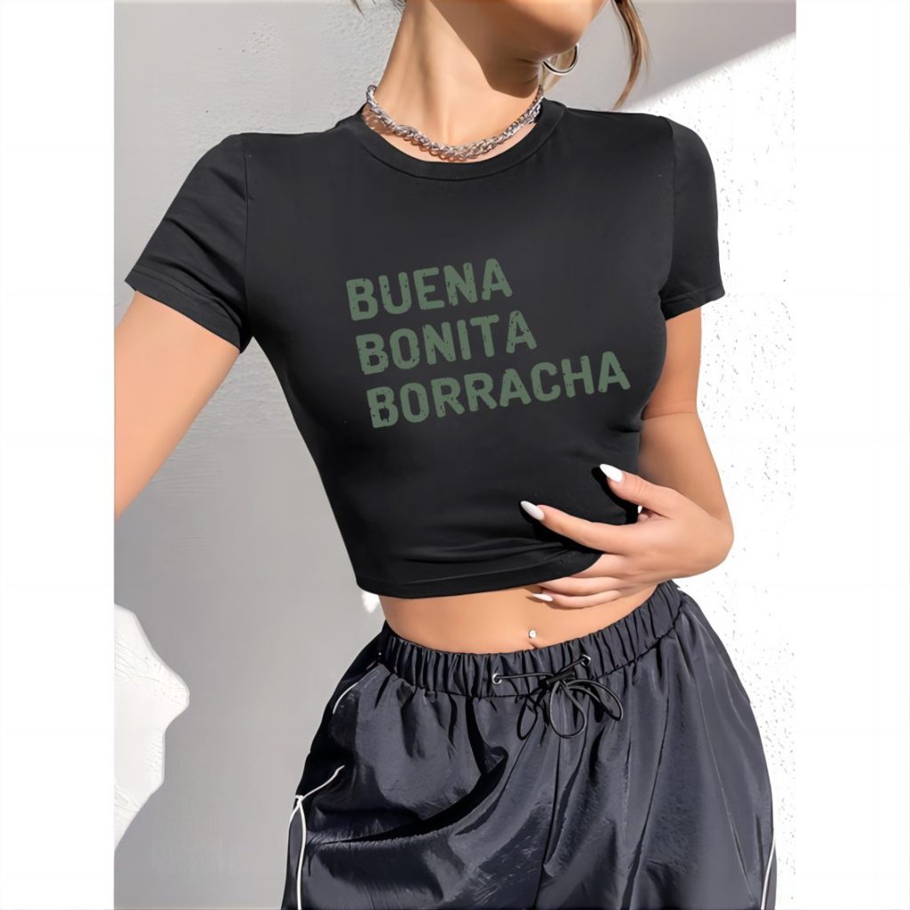 Multicolor Letter Print V-Neck Tee