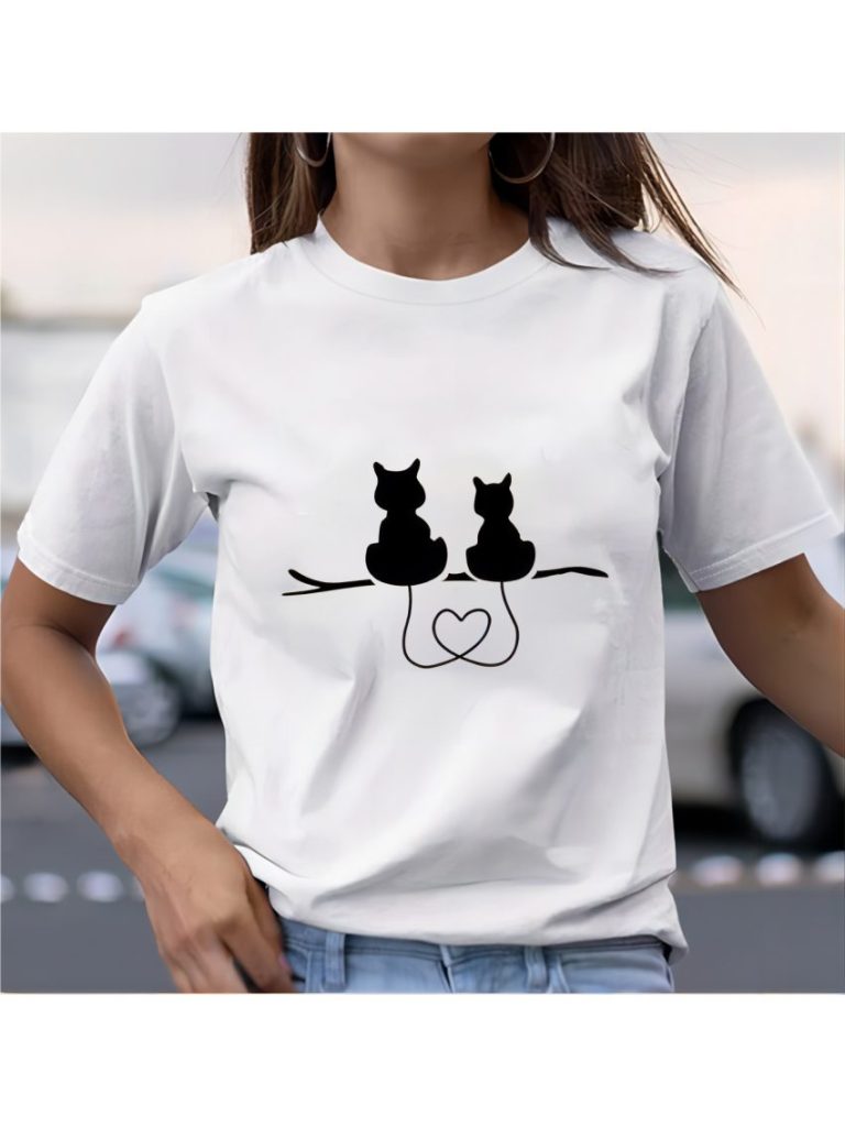 White Cartoon Print Crew Tee