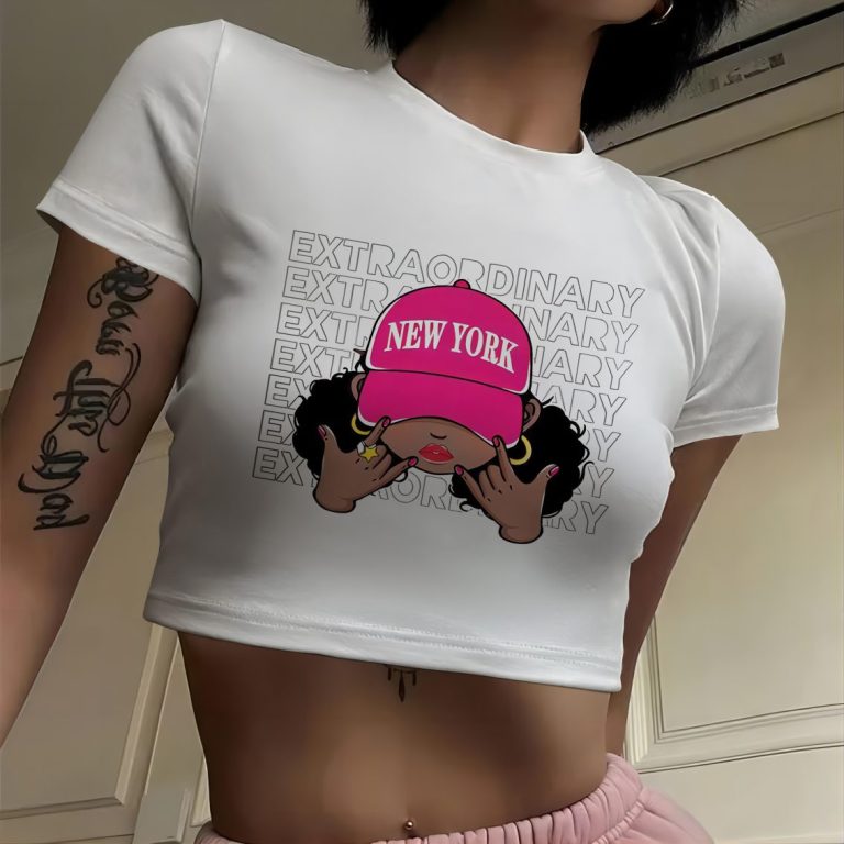 Pink Music Print Crew Tee