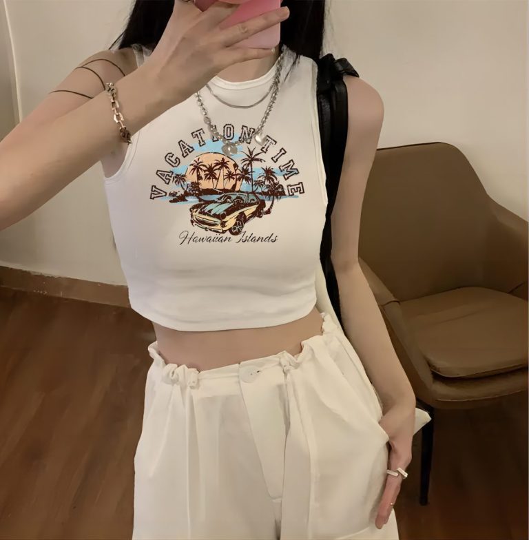 Brown Butterfly Print Crew Top