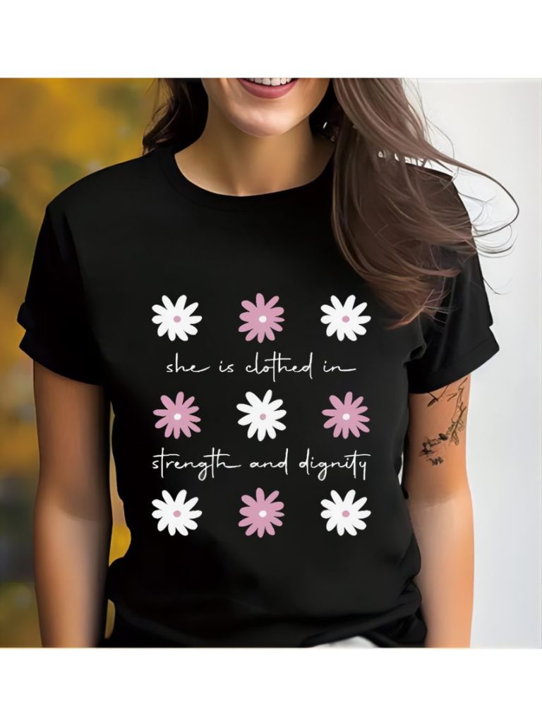 Floral Print 3-4 Sleeve Tee