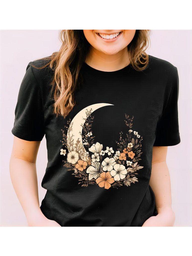 Black Floral Print Tee