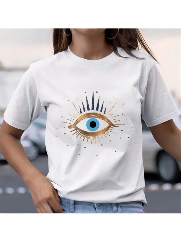 Yellow Smiley Print V-Neck Tee