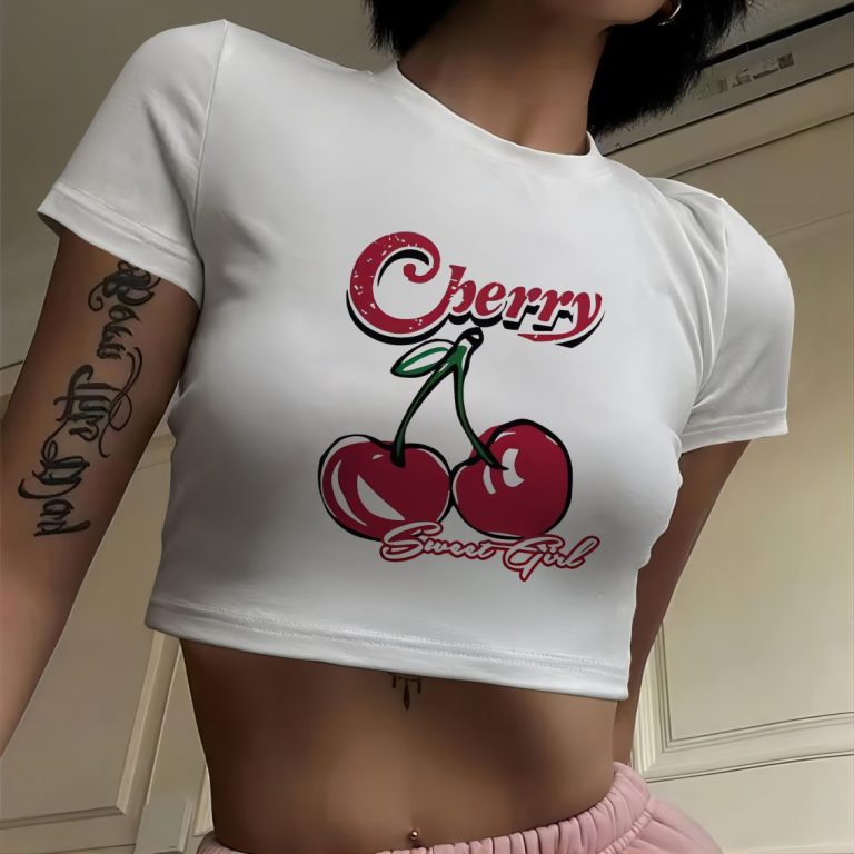 Pink Cartoon Print Crew Tee