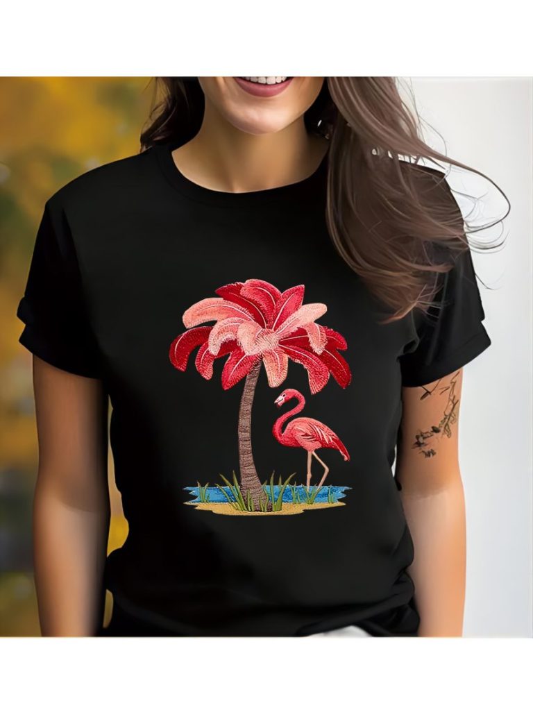 Red Tropical Print Crew Tee