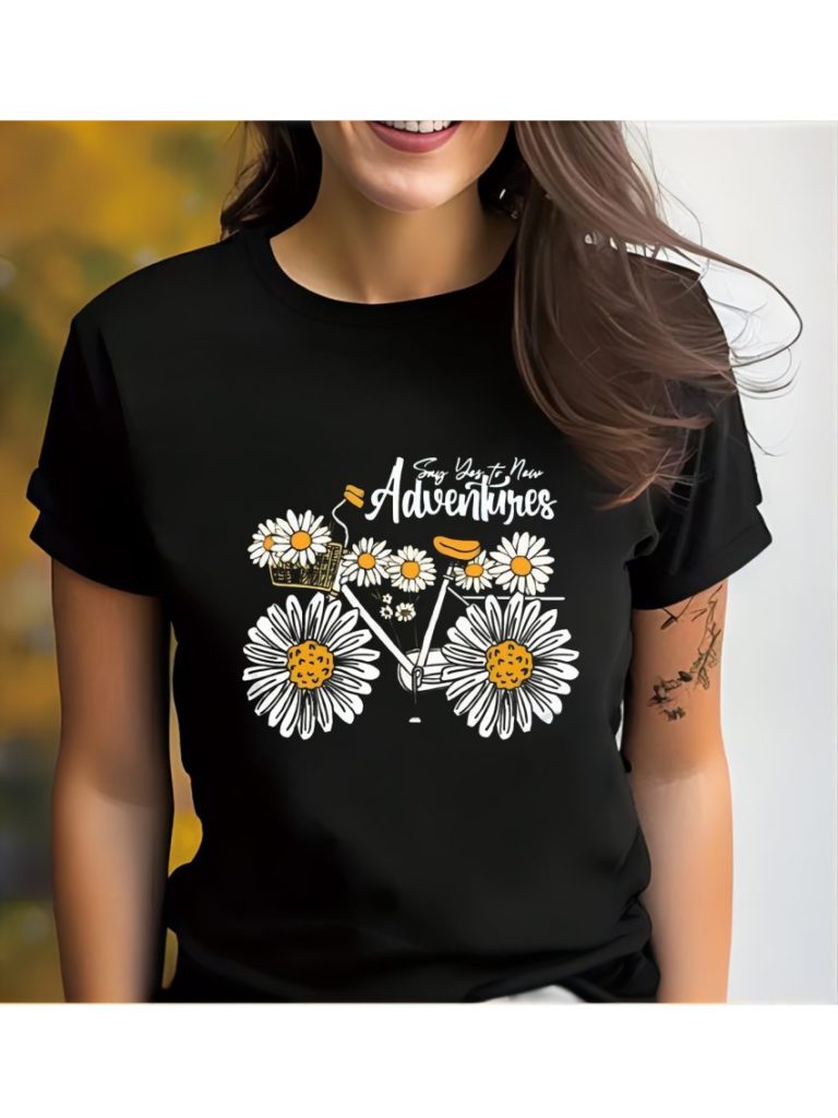 Black Floral Print Crew Tee