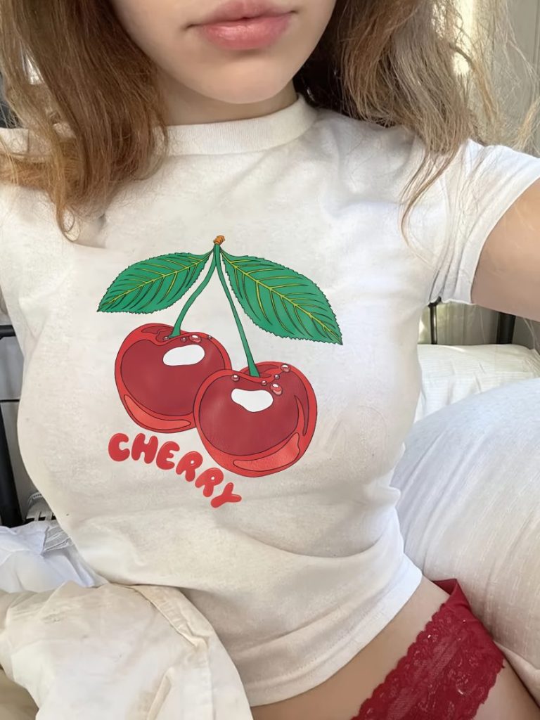 Red Smiley Print Crew Tee