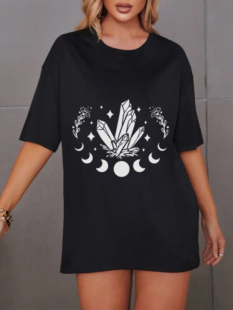 Tropical Print Puff Sleeve Tee