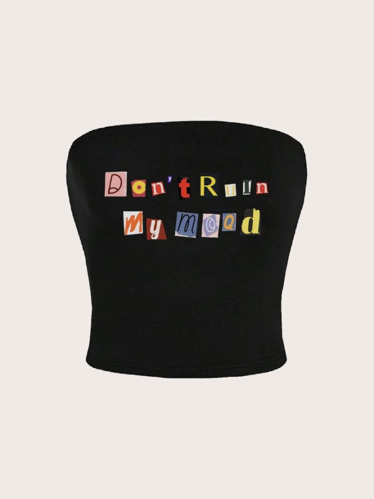 Multicolor Letter Print Square Tee