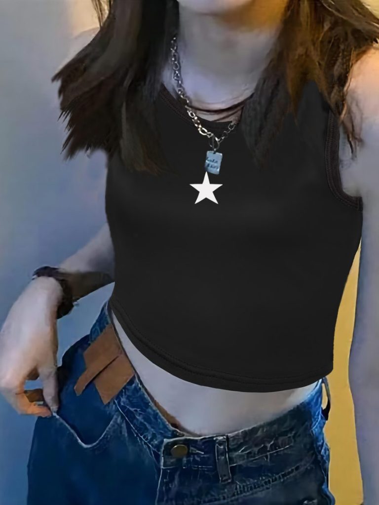 Star Print Sleeveless Top