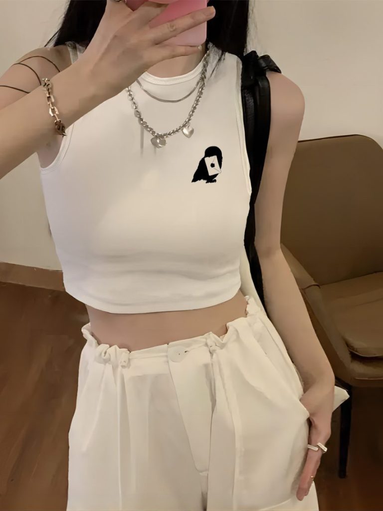 Smiley Print Collared Top