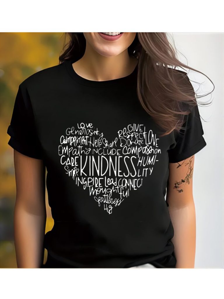 Black Heart Print Crew Tee
