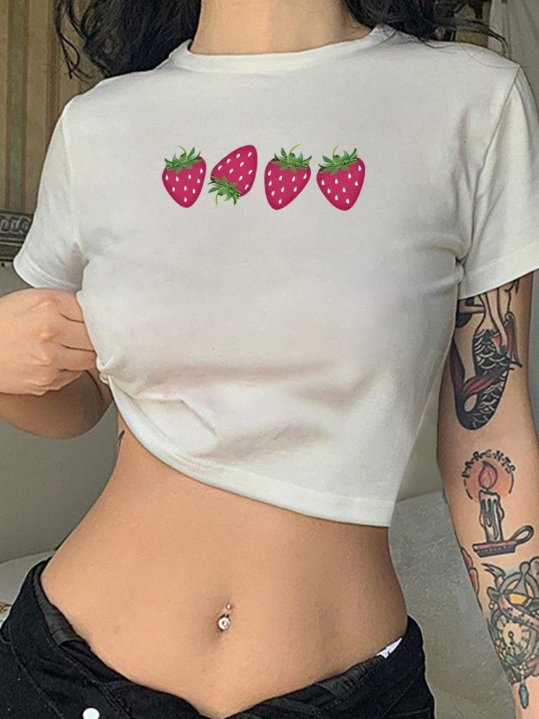 Pink Heart Print Off-Shoulder Top
