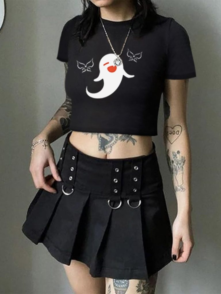 Skull Print Collared Tee