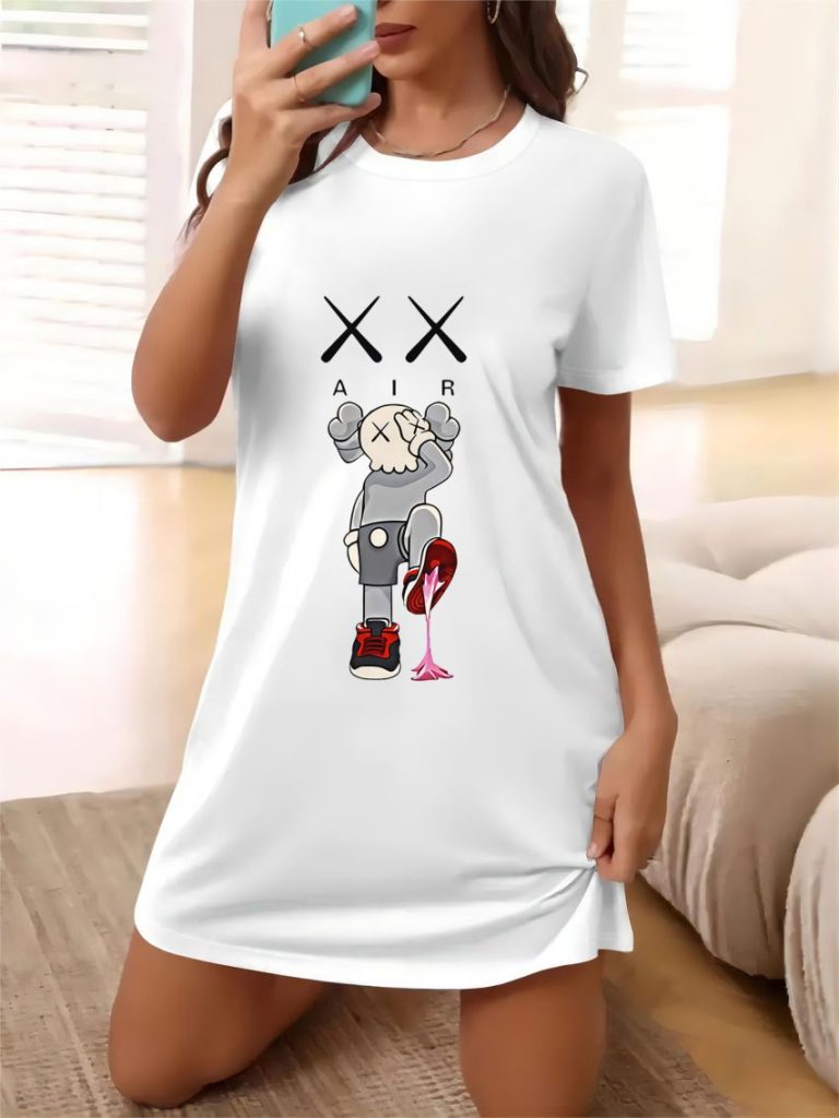 Gray Cartoon Print Tee