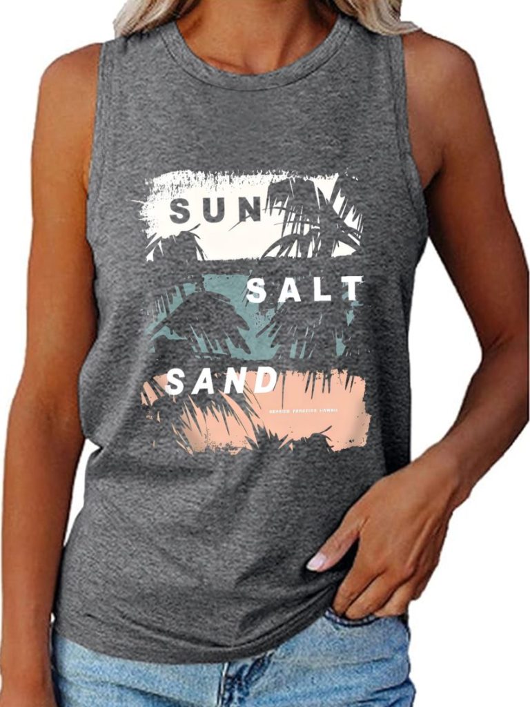 Orange Tropical Print Sleeveless Top