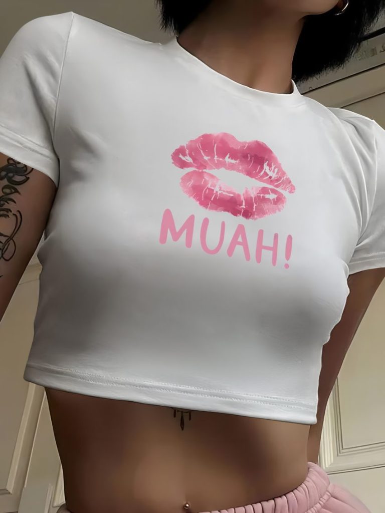 Pink Heart Print Tee