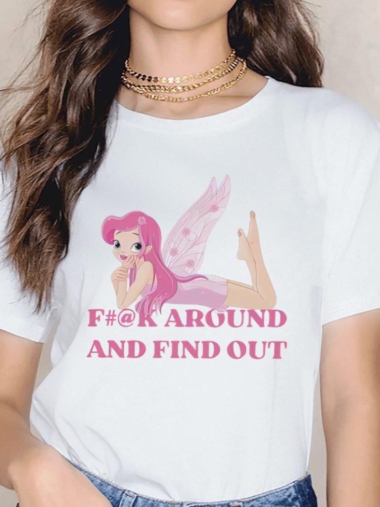 Pink Cartoon Print Crew Top