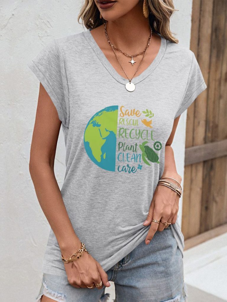 Green Tropical Print Crew Tee