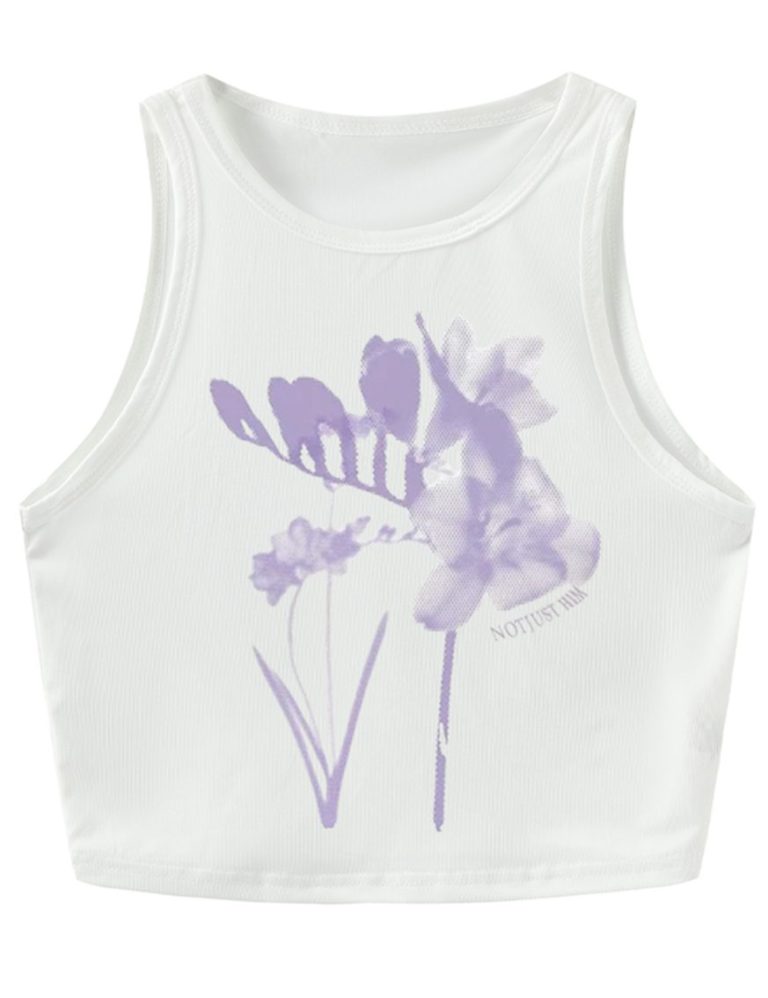 Purple Butterfly Print Sleeveless Top
