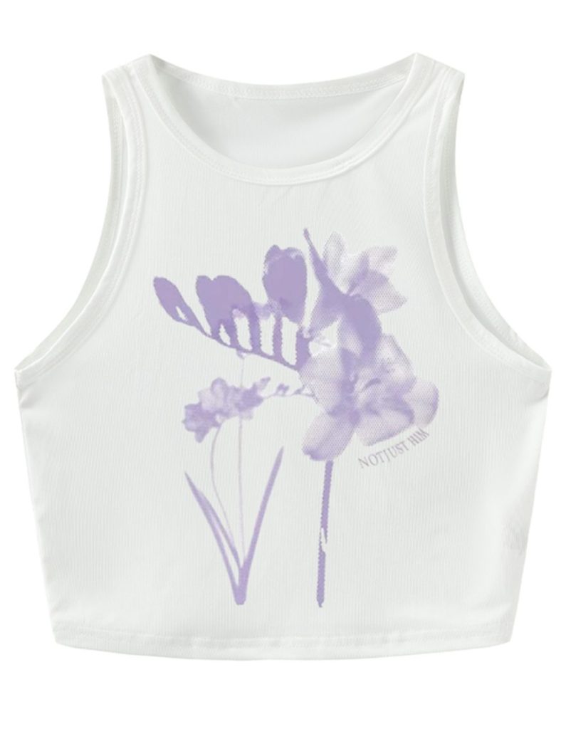 Purple Butterfly Print Sleeveless Top