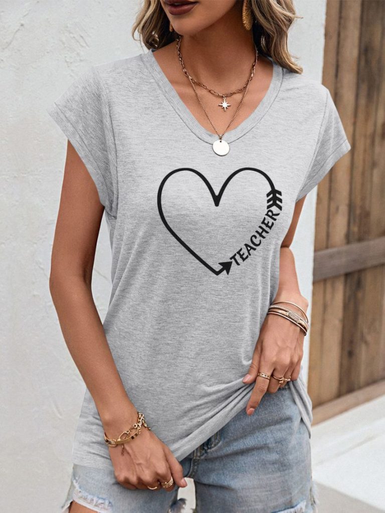 Gray Heart Print Halter Tee
