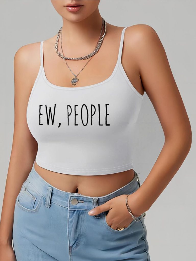 Purple Letter Print Halter Top