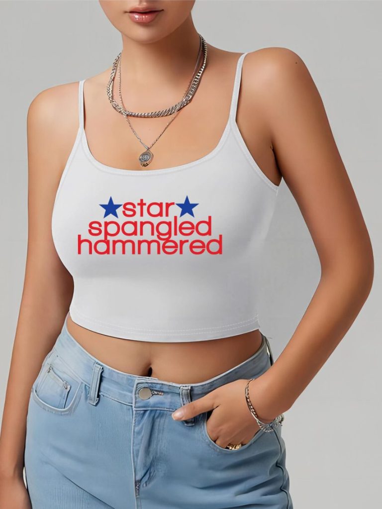Blue Star Print Off-Shoulder Top