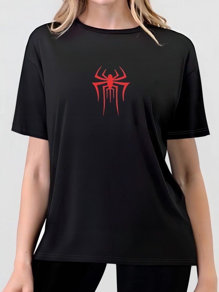 Red Skull Print V-Neck Tee