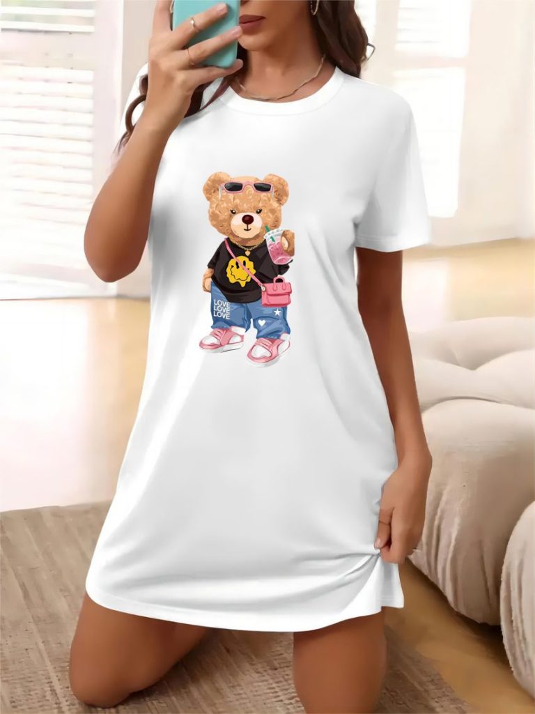 Brown Cartoon Print Sleeveless Top