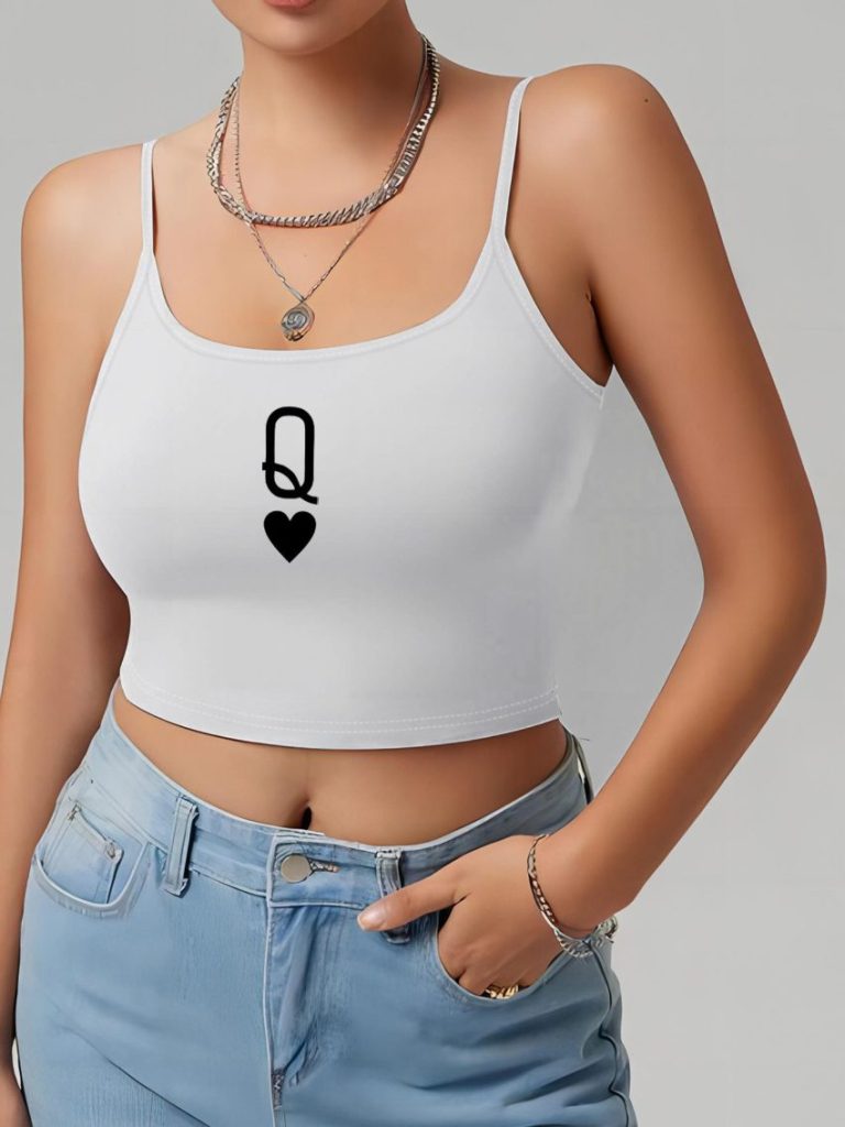 Gray Heart Print Off-Shoulder Top