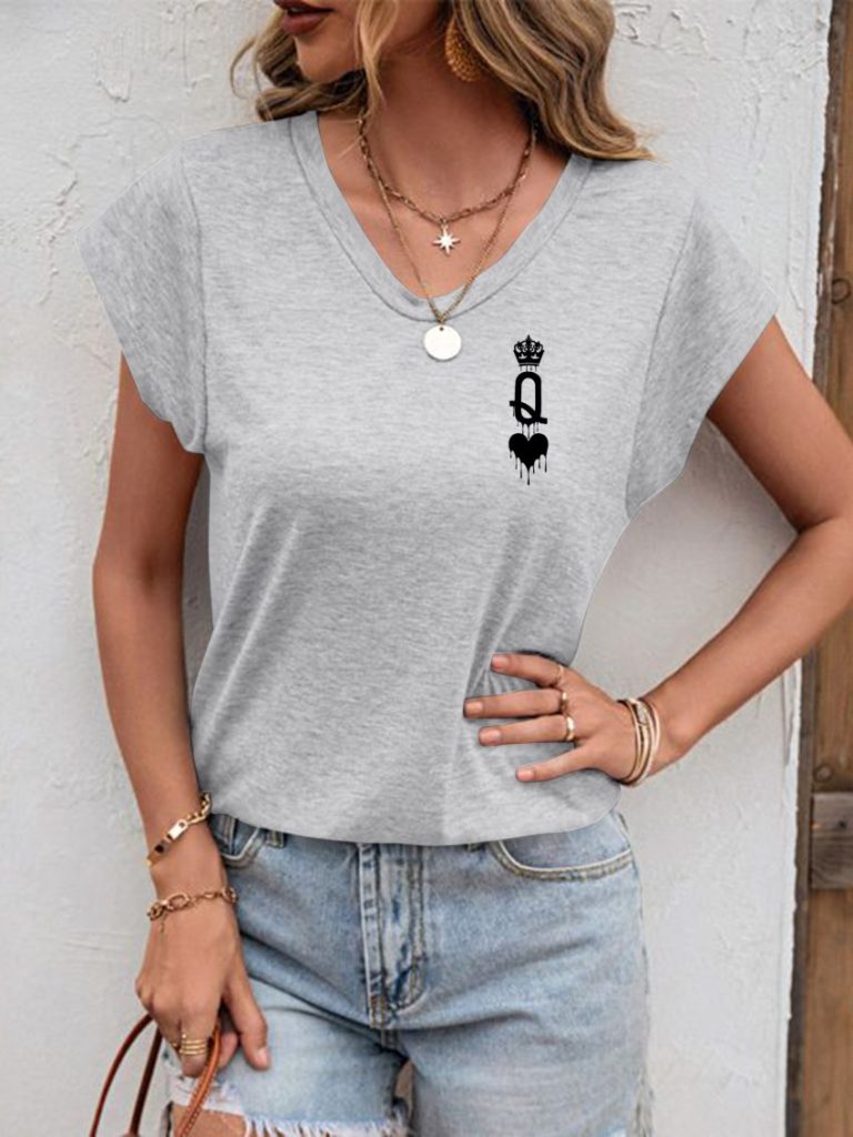 Gray Smiley Print Tee