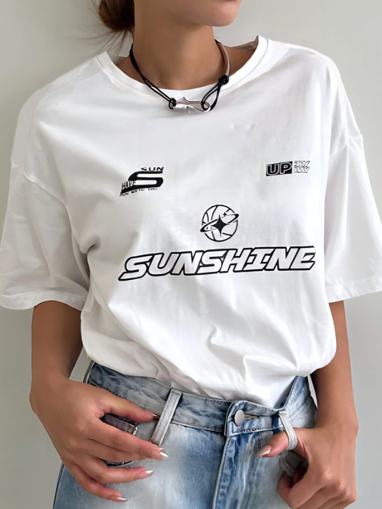 Black Smiley Print Crew Tee