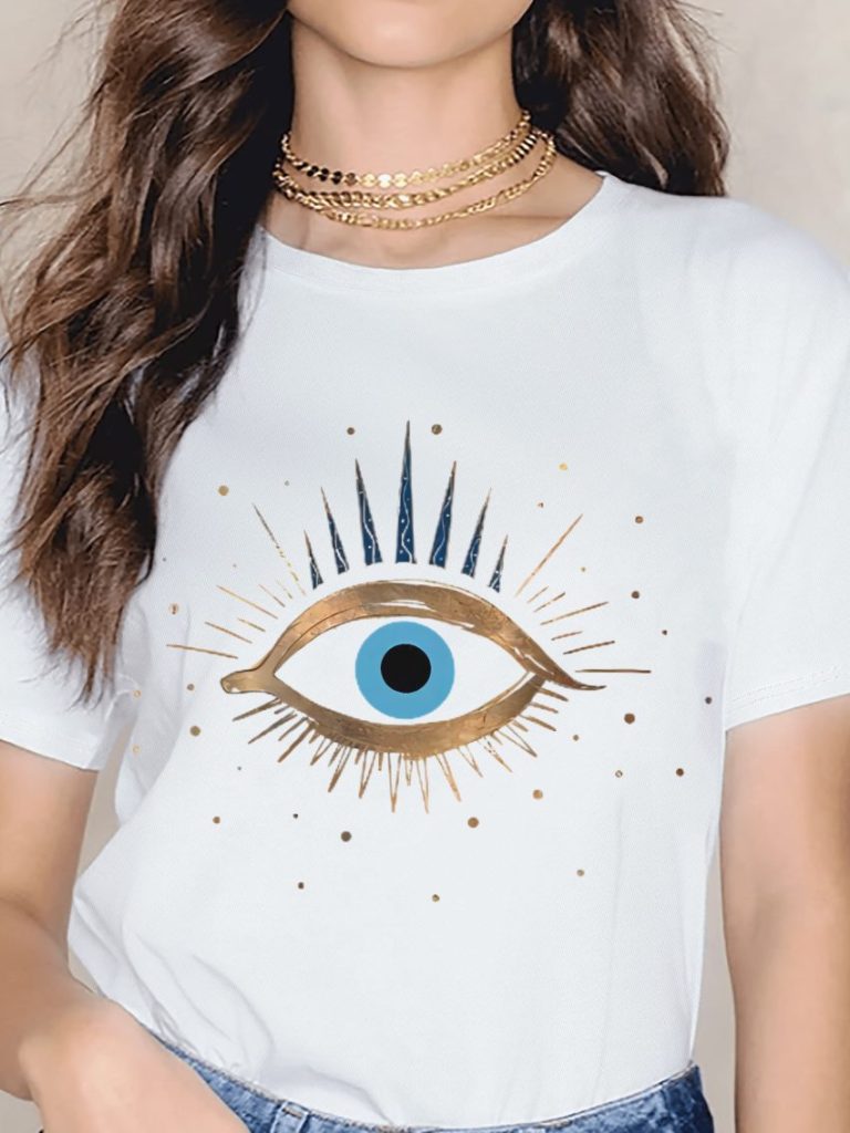 Beige Abstract Print Crew Tee