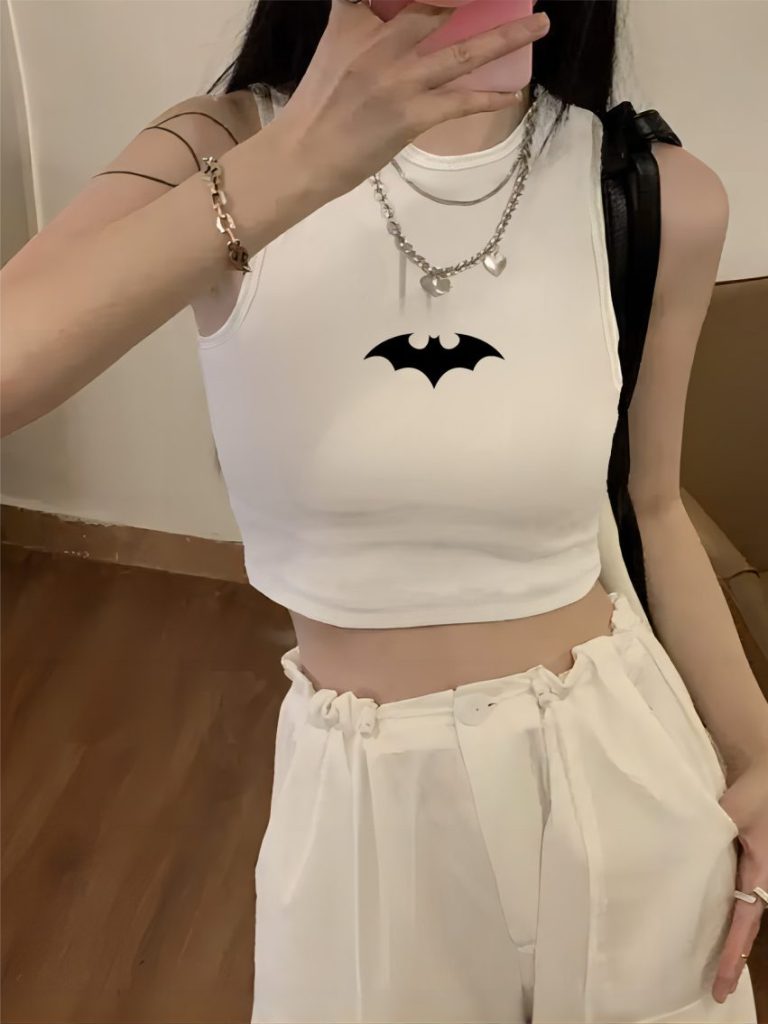 White Smiley Print Collared Top