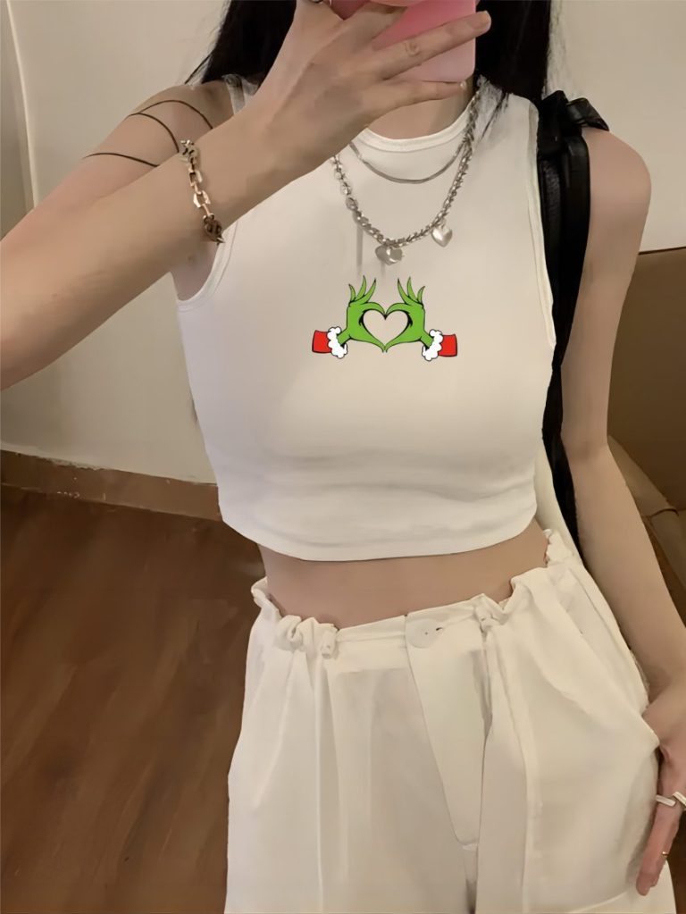 Green Smiley Print Off-Shoulder Top