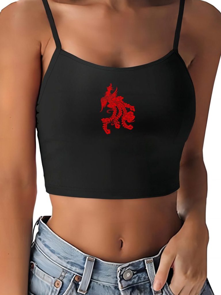 Red Skull Print Top