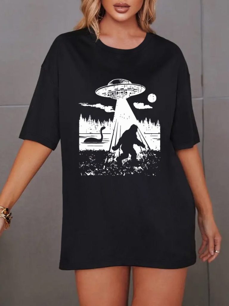 Abstract Print V-Neck Tee