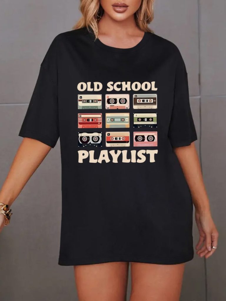 Red Music Print Square Tee