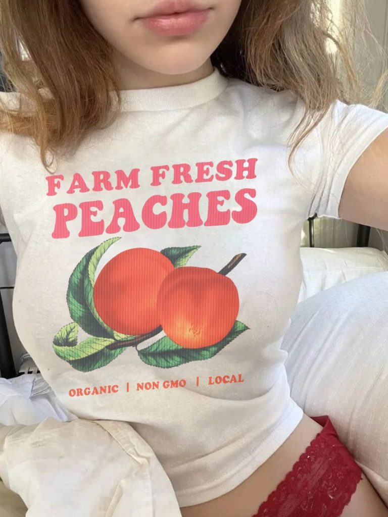 Orange Heart Print Crew Tee