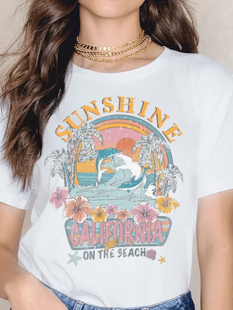 Yellow Tropical Print Crew Tee
