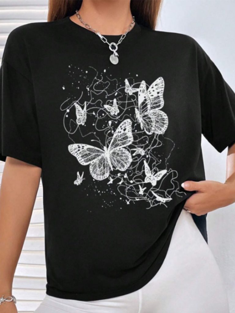Butterfly Print Short Sleeve Tee