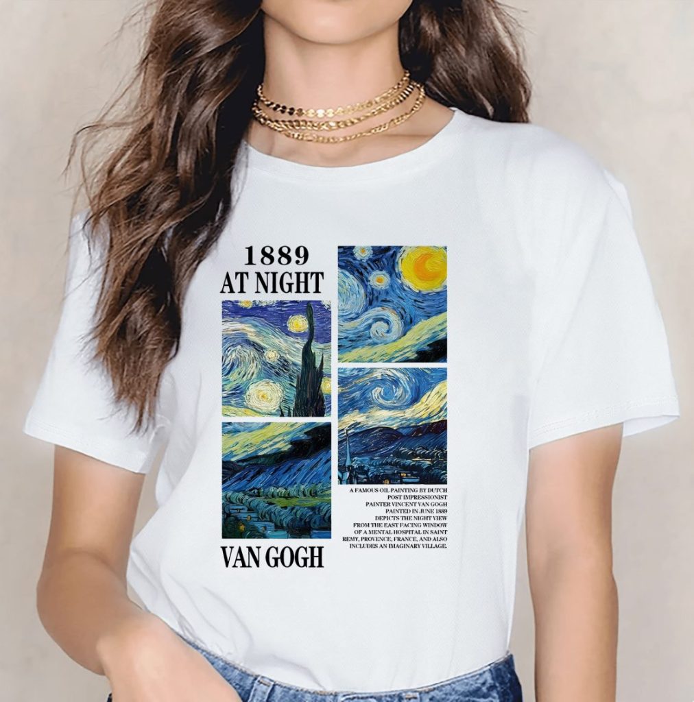 Blue Abstract Print V-Neck Tee