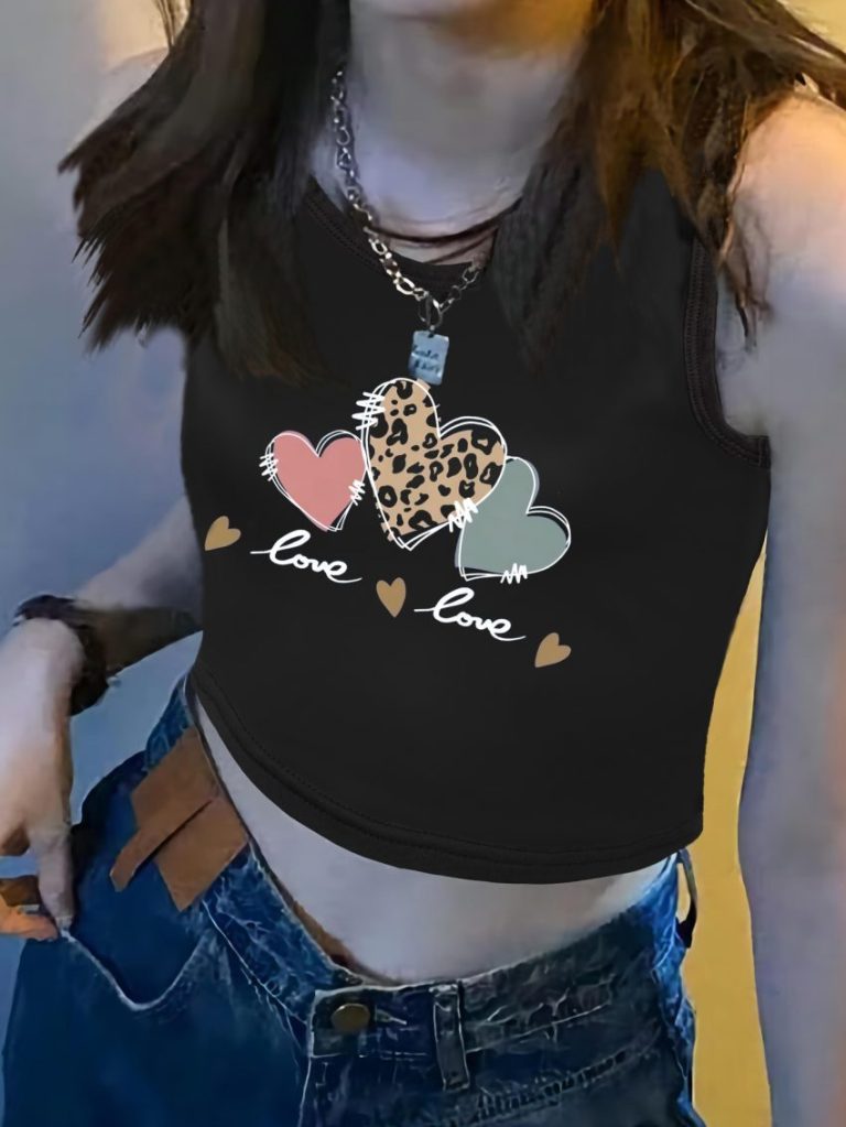 Blue Leopard Print Sleeveless Top