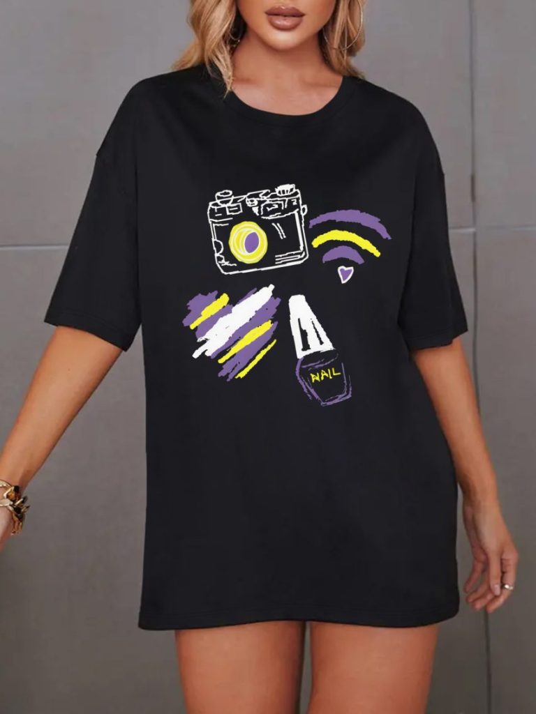 Purple Abstract Print Tee