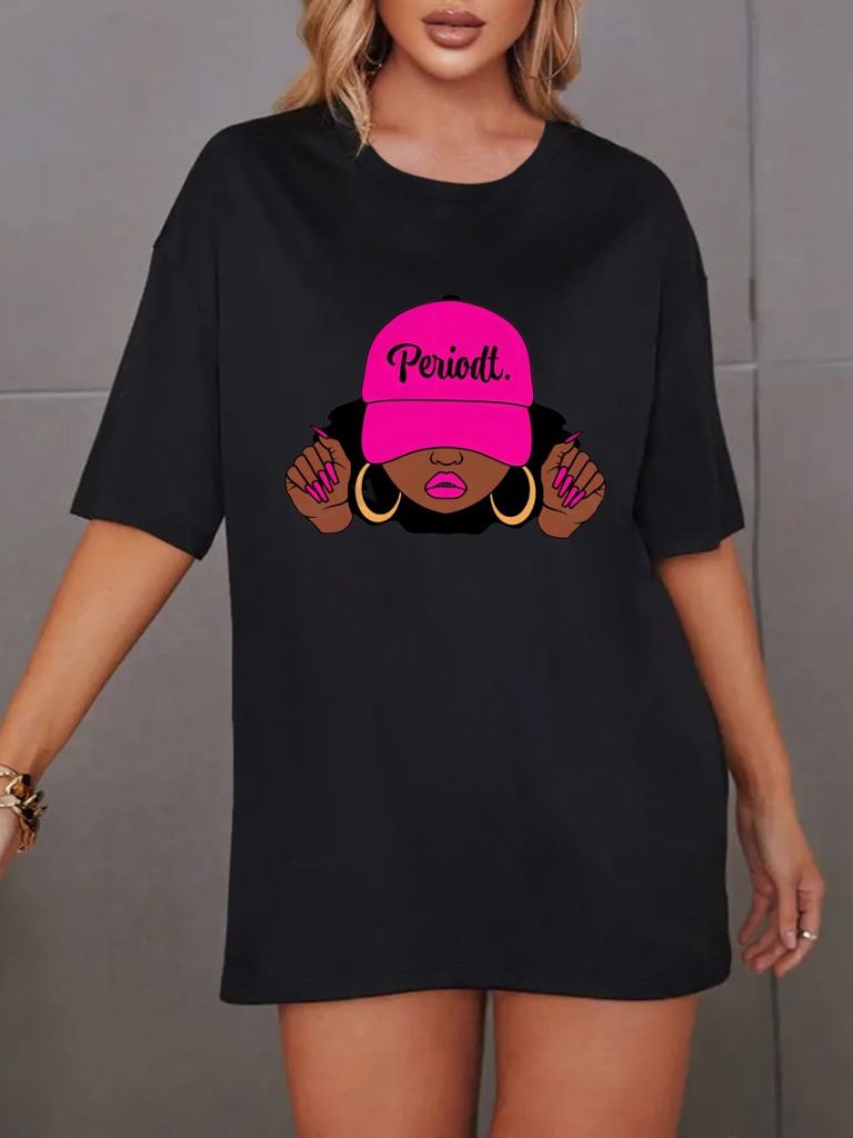 Pink Smiley Print V-Neck Tee