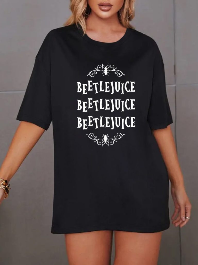 Black Cartoon Print Tee