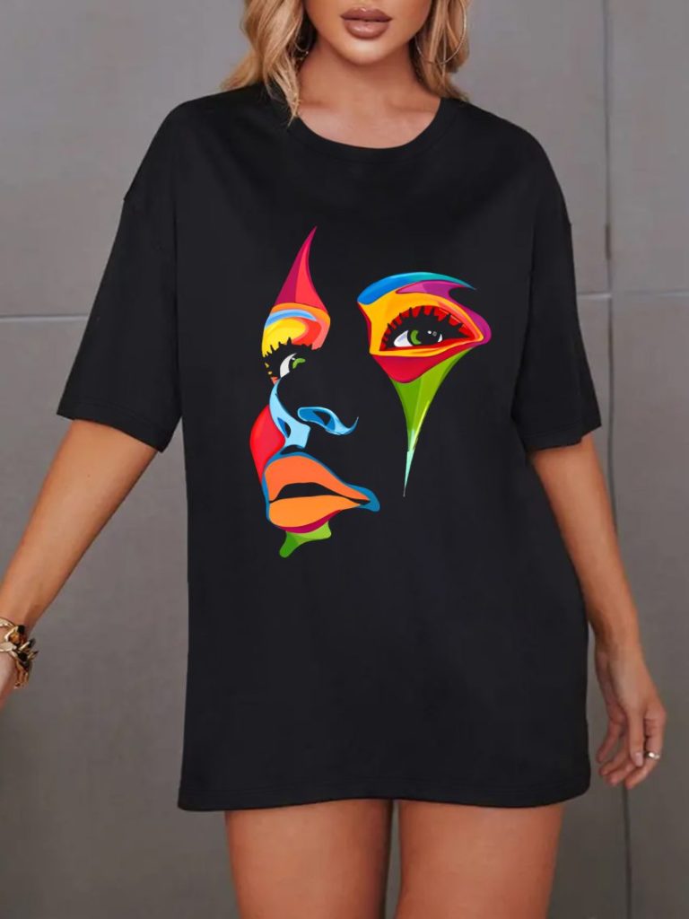 Multicolor Abstract Print Tee